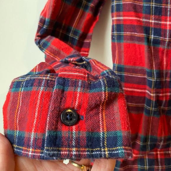 Weatherproof Vintage Women’s Flannel Button Down Shirt Medium Red Blue/Green - Picture 3 of 10